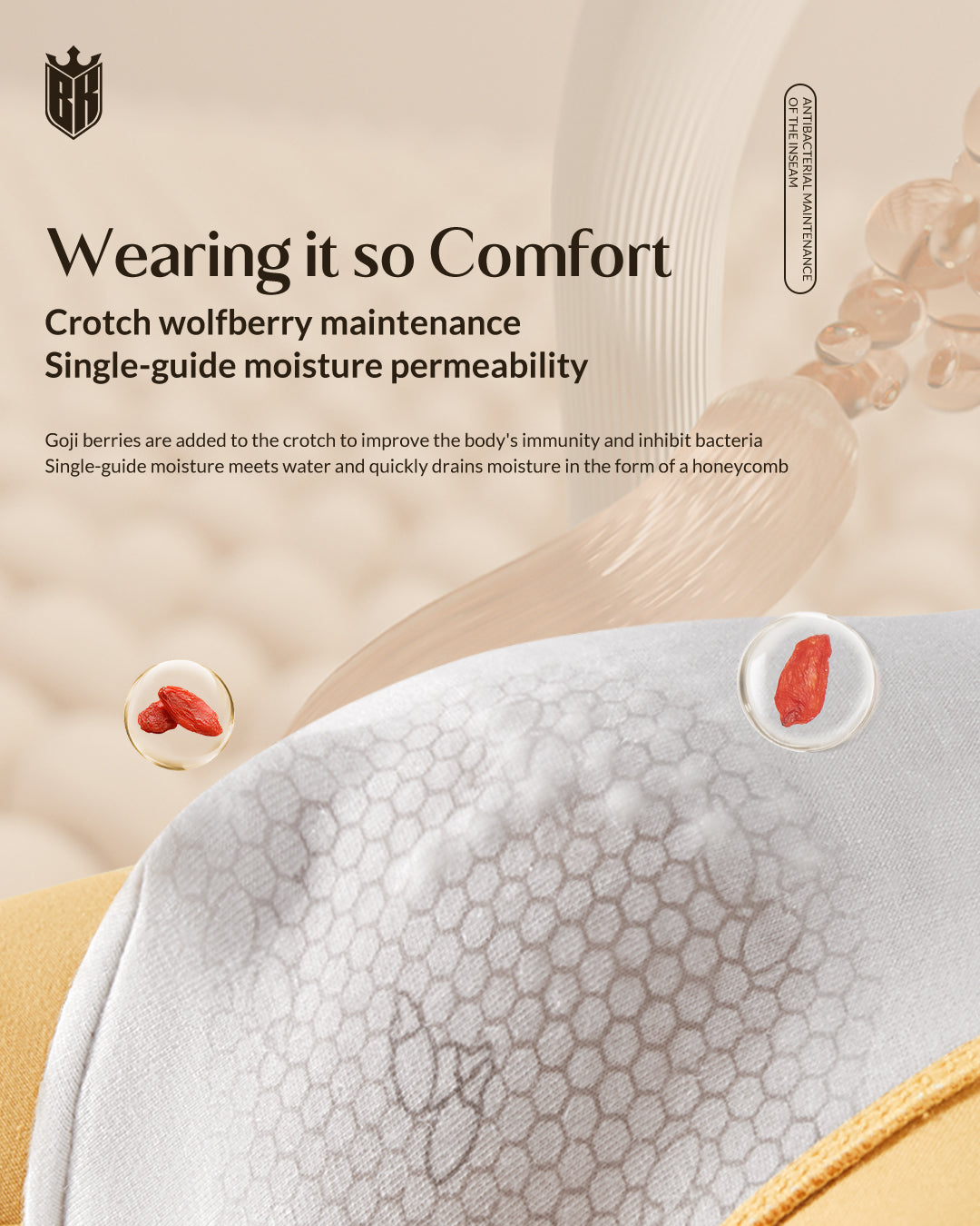 Blackkin Tourmaline Negative Ion Anterior Center Bump Massage Antibacterial Men's Luxury Seamless Underwear