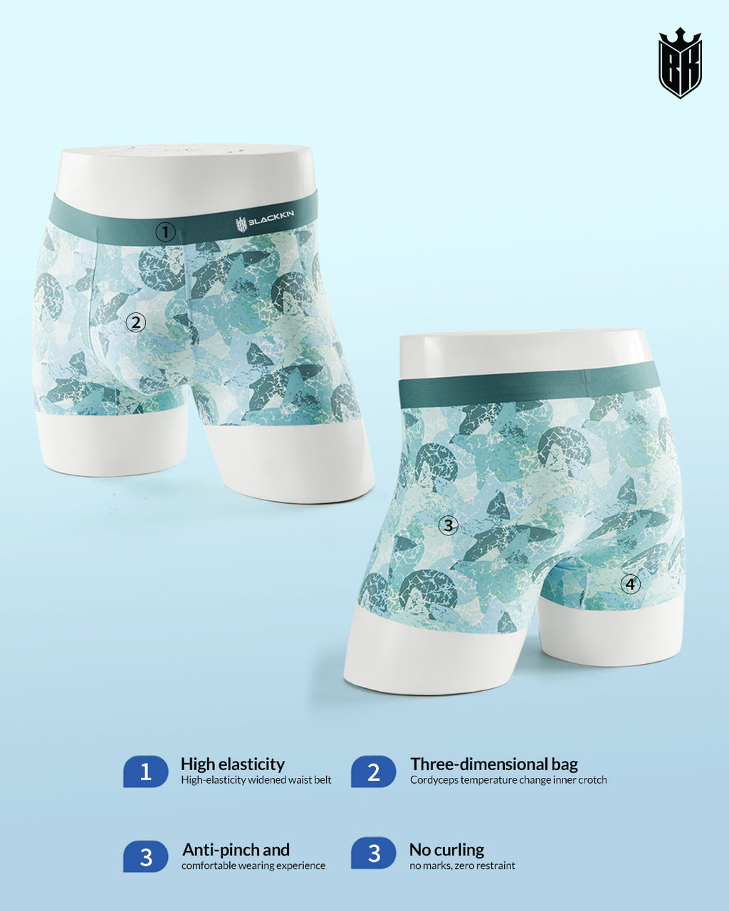 Blackkin NatureCore™ Cordyceps Cooling Seamless Boxer Brief