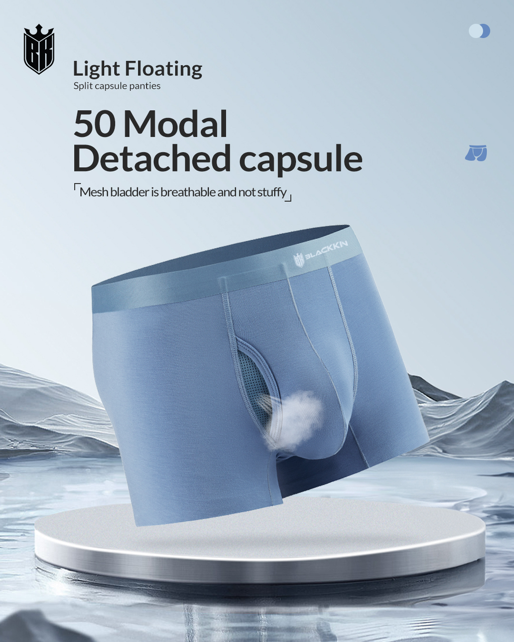 Blackkin 50S Modal Ice Wire Detached Capsule Men's Luxury Seamless Underwear